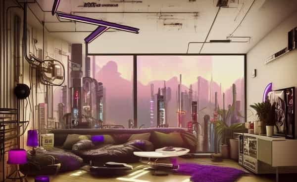 Futuristic and gritty, blending high-tech and low-life for a neon-soaked, dystopian vibe.