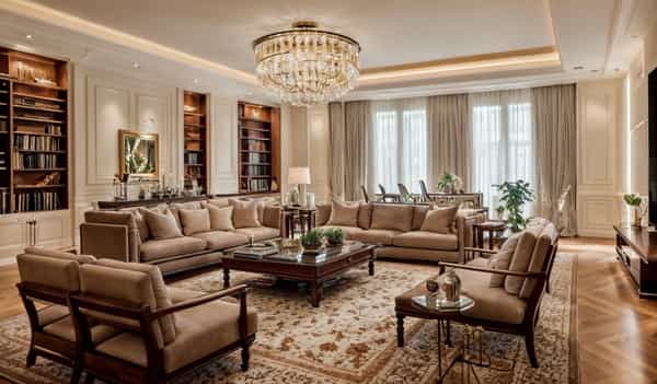 Opulent textures, high-end materials, and lavish detail work define luxury interiors.