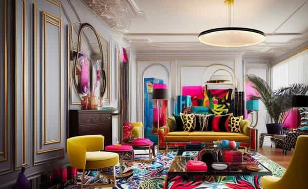 Bold, dramatic, and saturated with vibrant colors, eclectic collections, and rich textures.